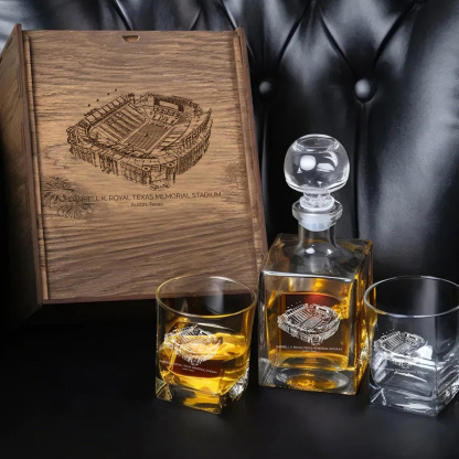 Darrell K Royal–Texas Memorial Stadium - Texas Longhorns Whiskey Set 