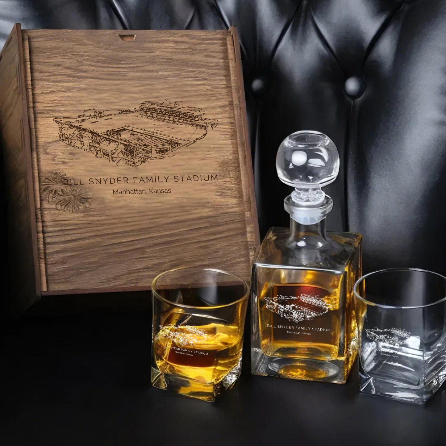 Bill Snyder Family Stadium - Kansas State Wildcats Whiskey Set 