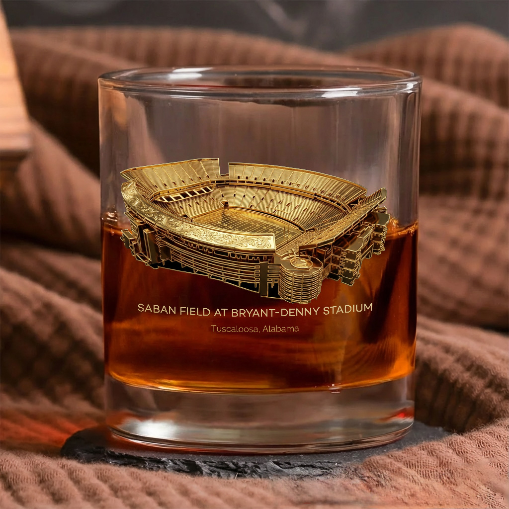 Saban Field at Bryant-Denny Stadium Whiskey Glass, Perfect Gift For Bourbon Lovers