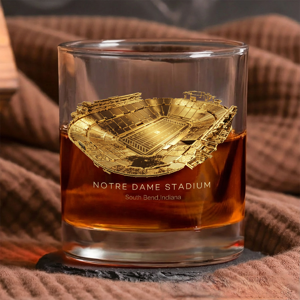Notre Dame Stadium Whiskey Glass, Perfect Gift For Bourbon Lovers