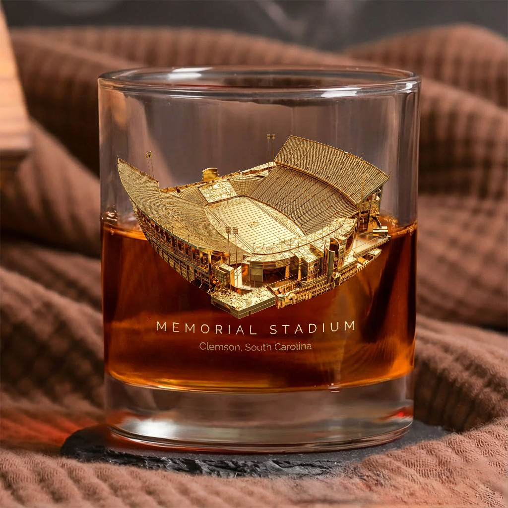 Memorial Stadium (Clemson) Whiskey Glass, Perfect Gift For Bourbon Lovers