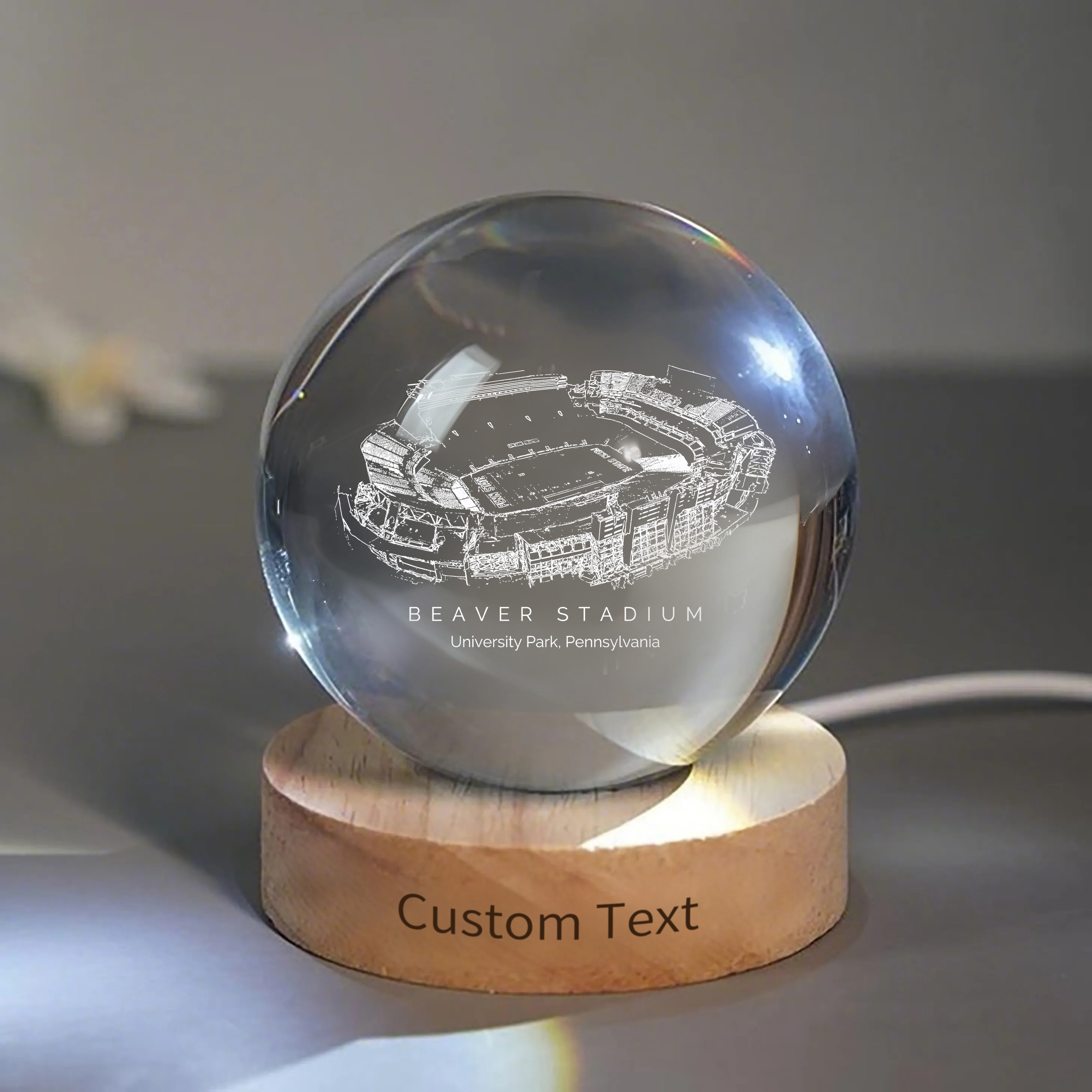 Beaver Stadium 3D Spherical Crystal Ball Lamp
