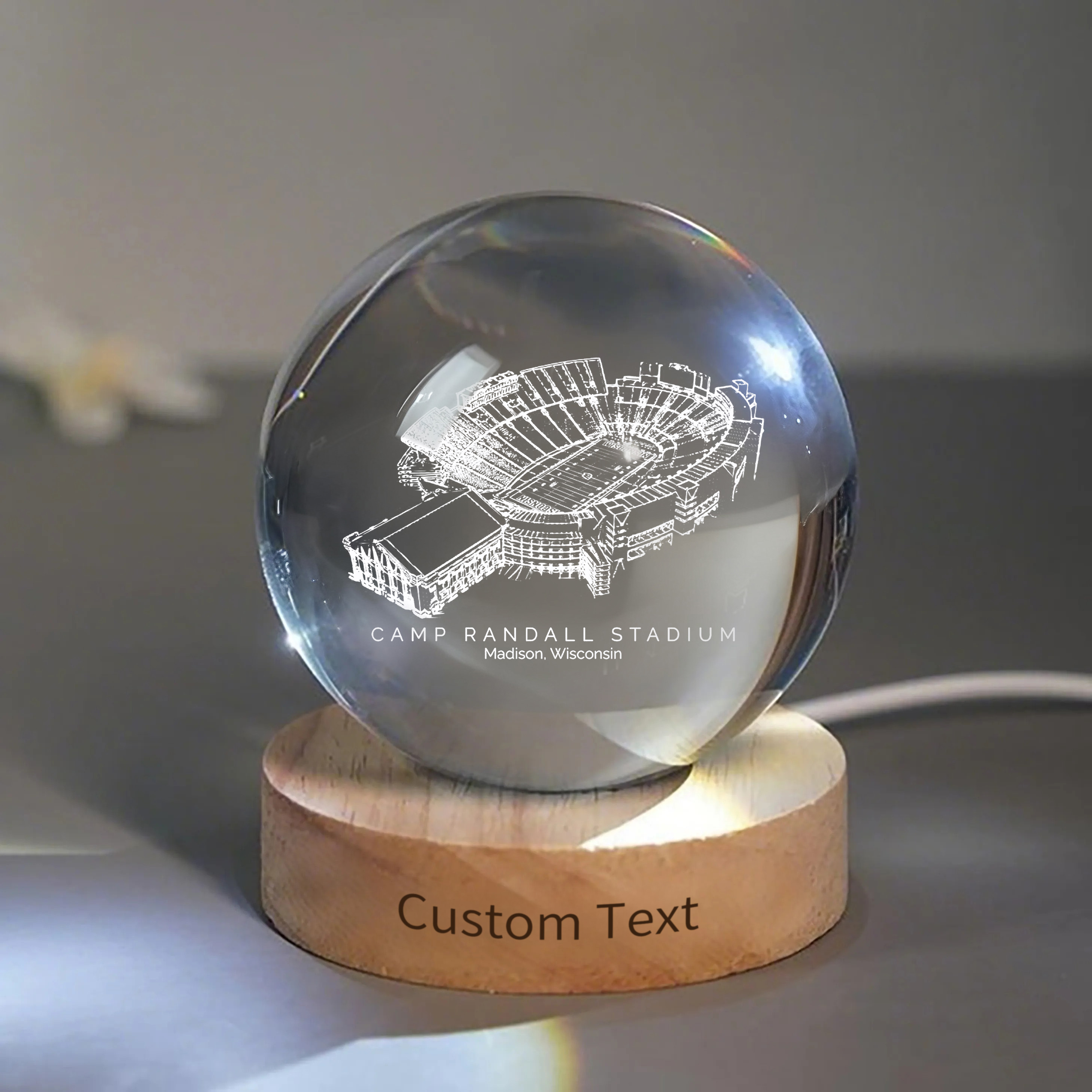 Camp Randall Stadium 3D Spherical Crystal Ball Lamp