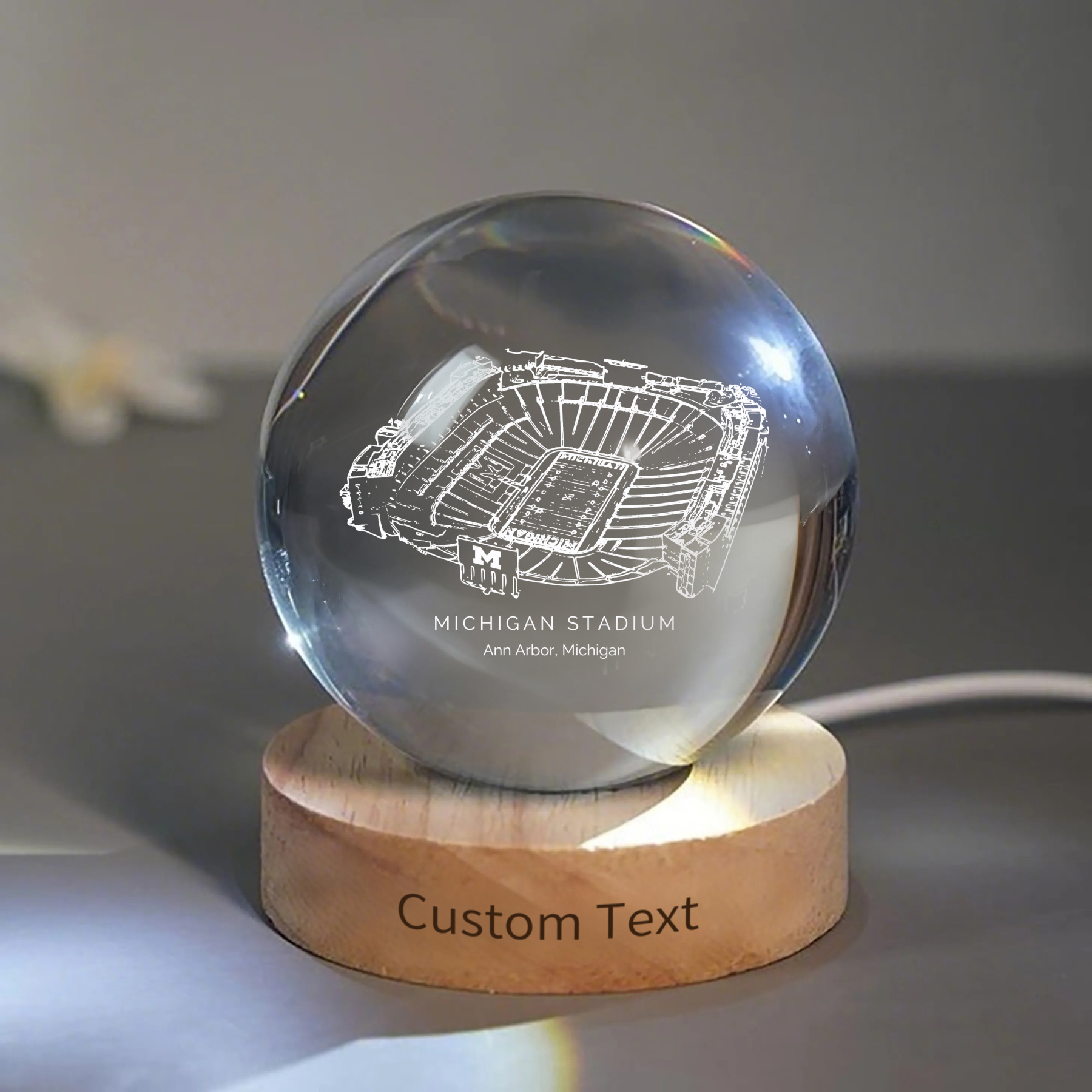 Michigan Stadium 3D Spherical Crystal Ball Lamp