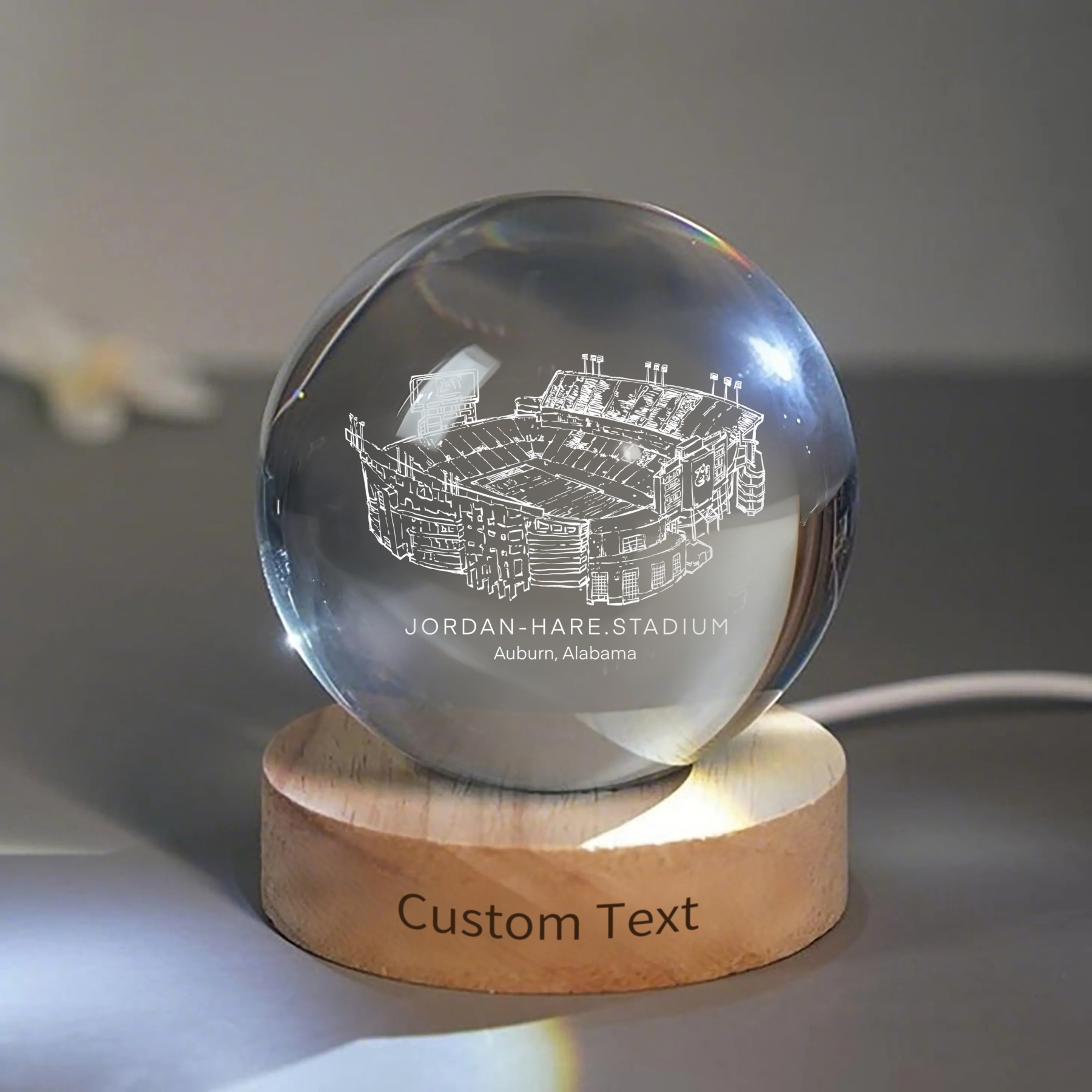 Jordan-Hare Stadium 3D Spherical Crystal Ball Lamp