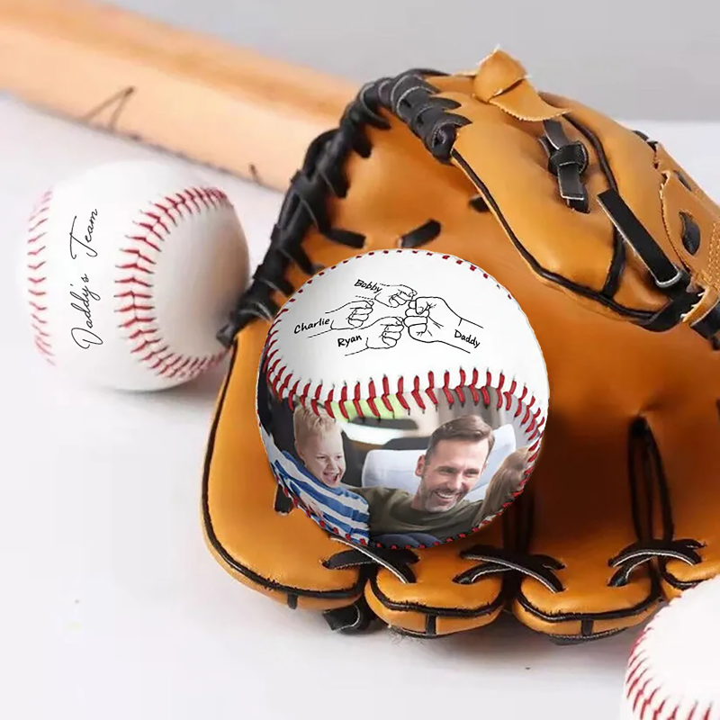 ⚾ Personalized Fist Bump Logo,Photo Baseball - Father's Day Baseball Gifts for Baseball Lovers