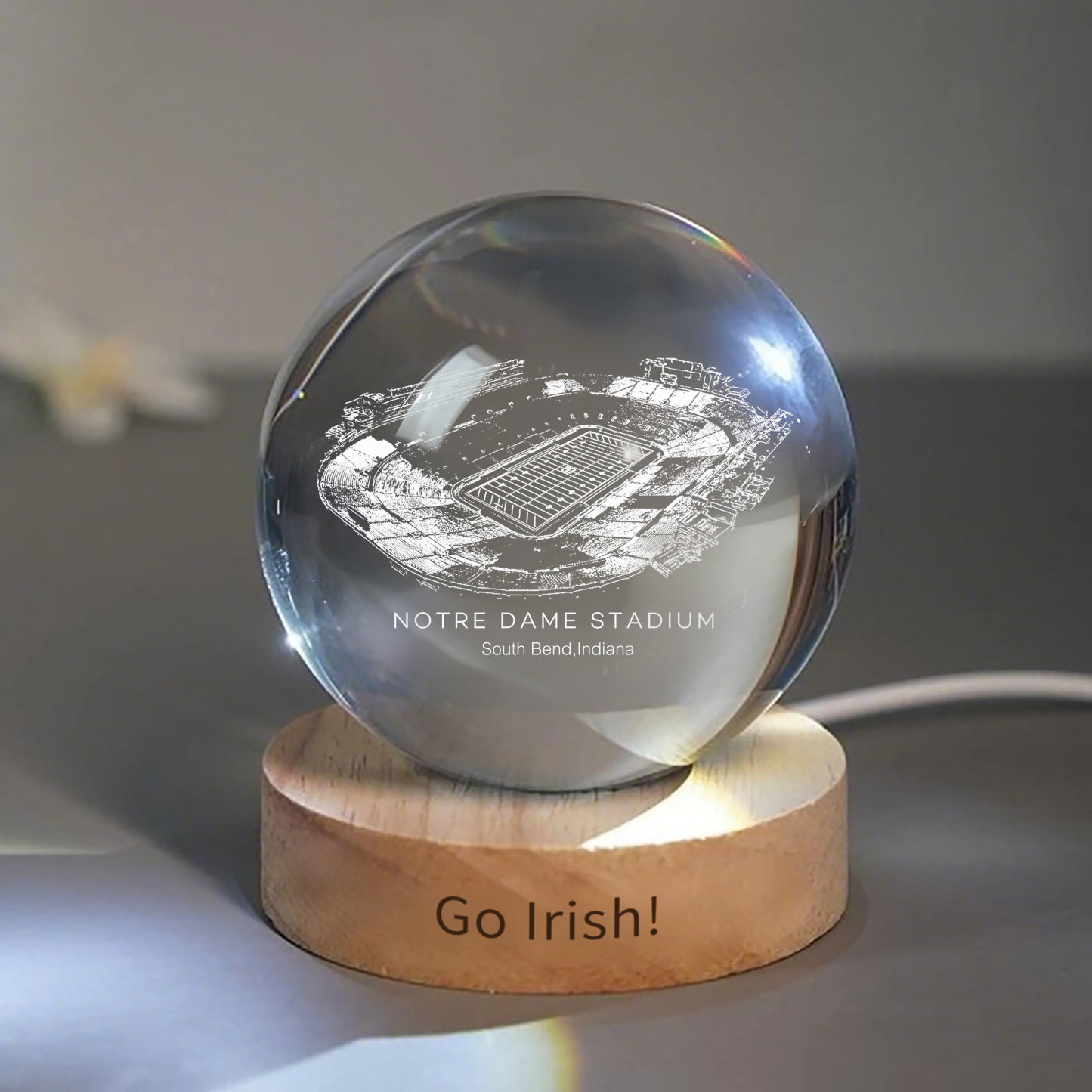 Notre Dame Stadium 3D Spherical Crystal Ball Lamp