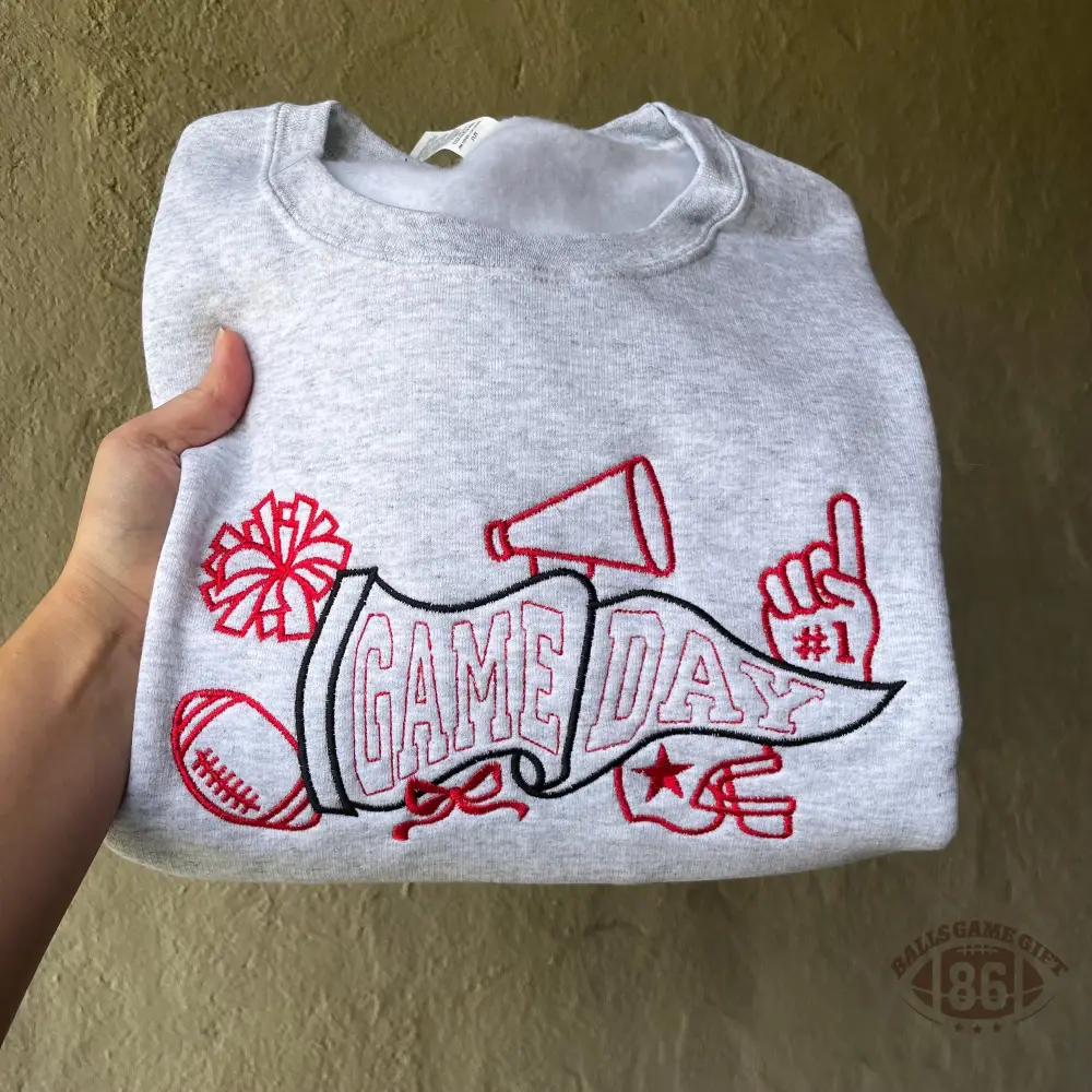 Custom Game Day Embroidered Sweatshirt | Football Pennant Crewneck for Team Spirit