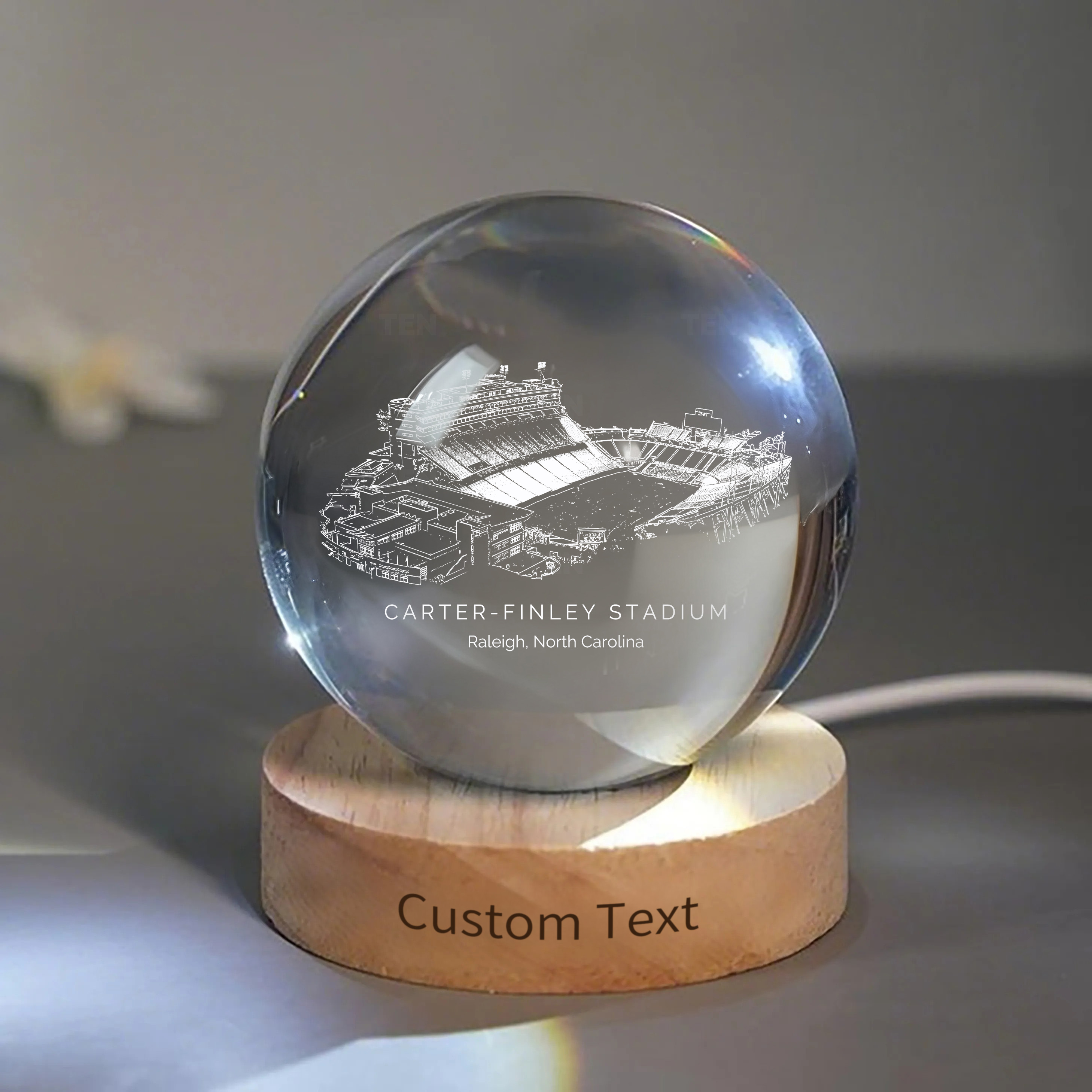 Carter–Finley Stadium 3D Spherical Crystal Ball Lamp