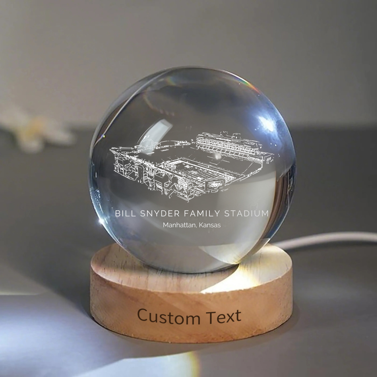 Bill Snyder Family Stadium 3D Spherical Crystal Ball Lamp