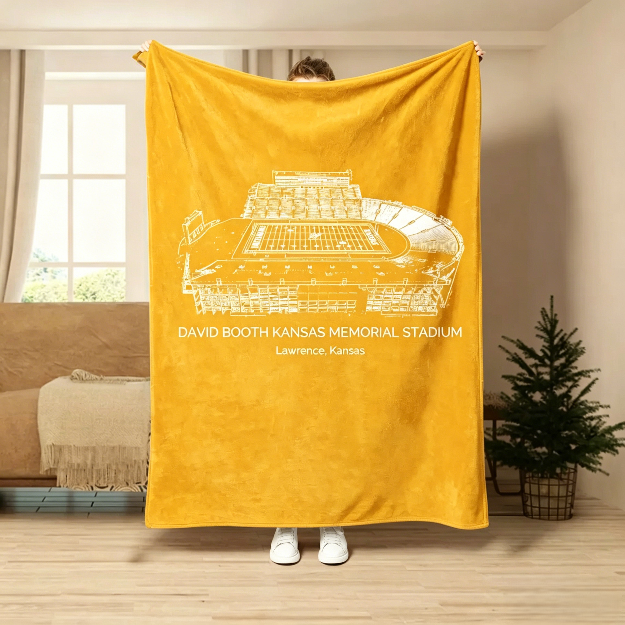 David Booth Kansas Memorial Stadium - College Football Blanket
