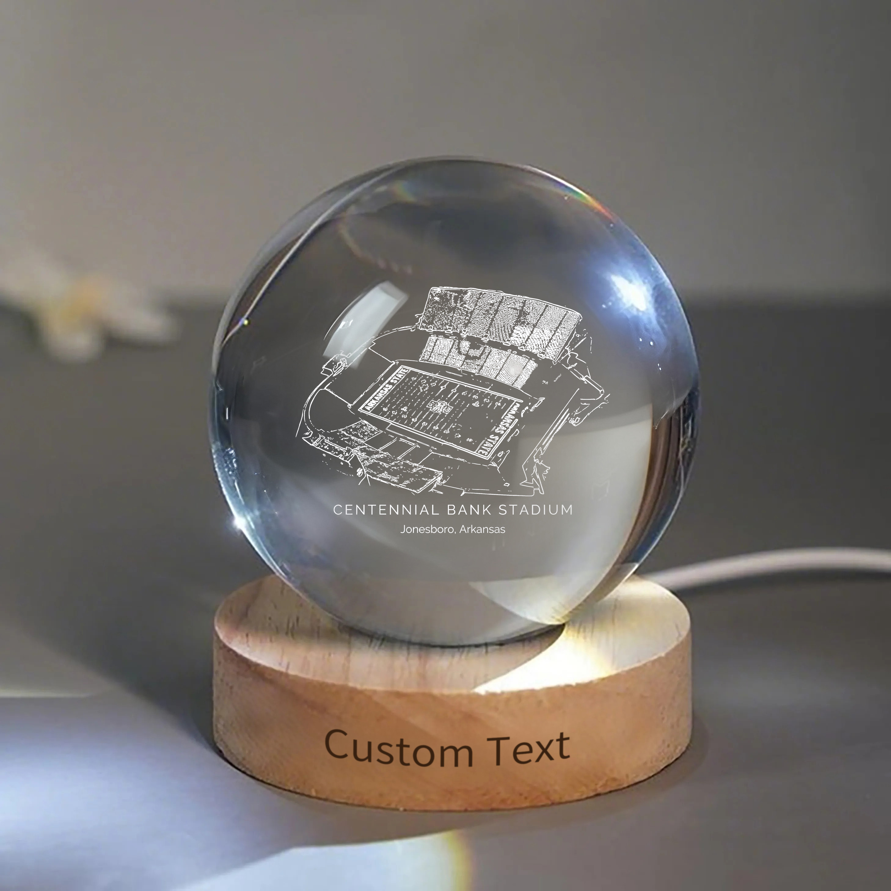 Centennial Bank Stadium 3D Spherical Crystal Ball Lamp