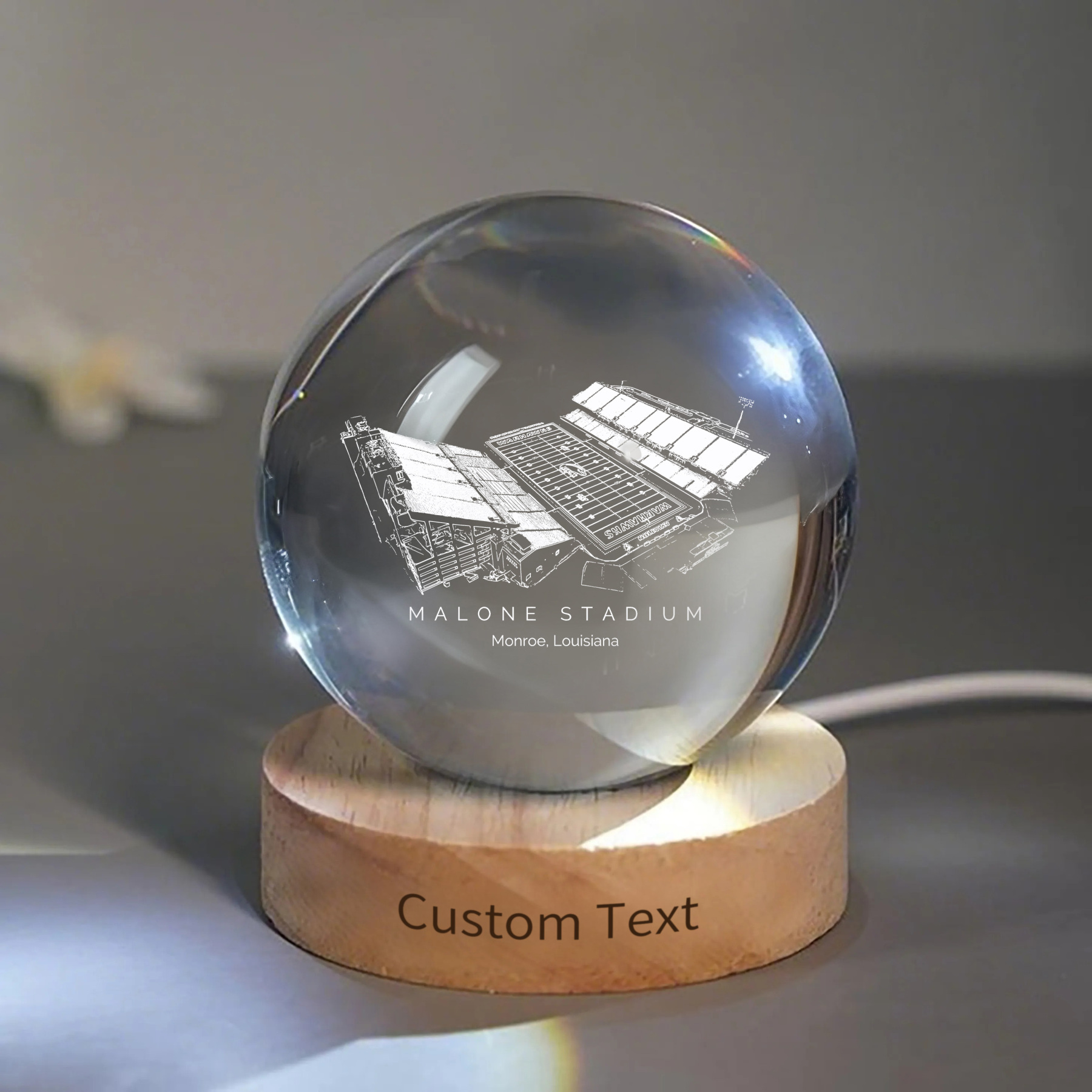 Malone Stadium 3D Spherical Crystal Ball Lamp