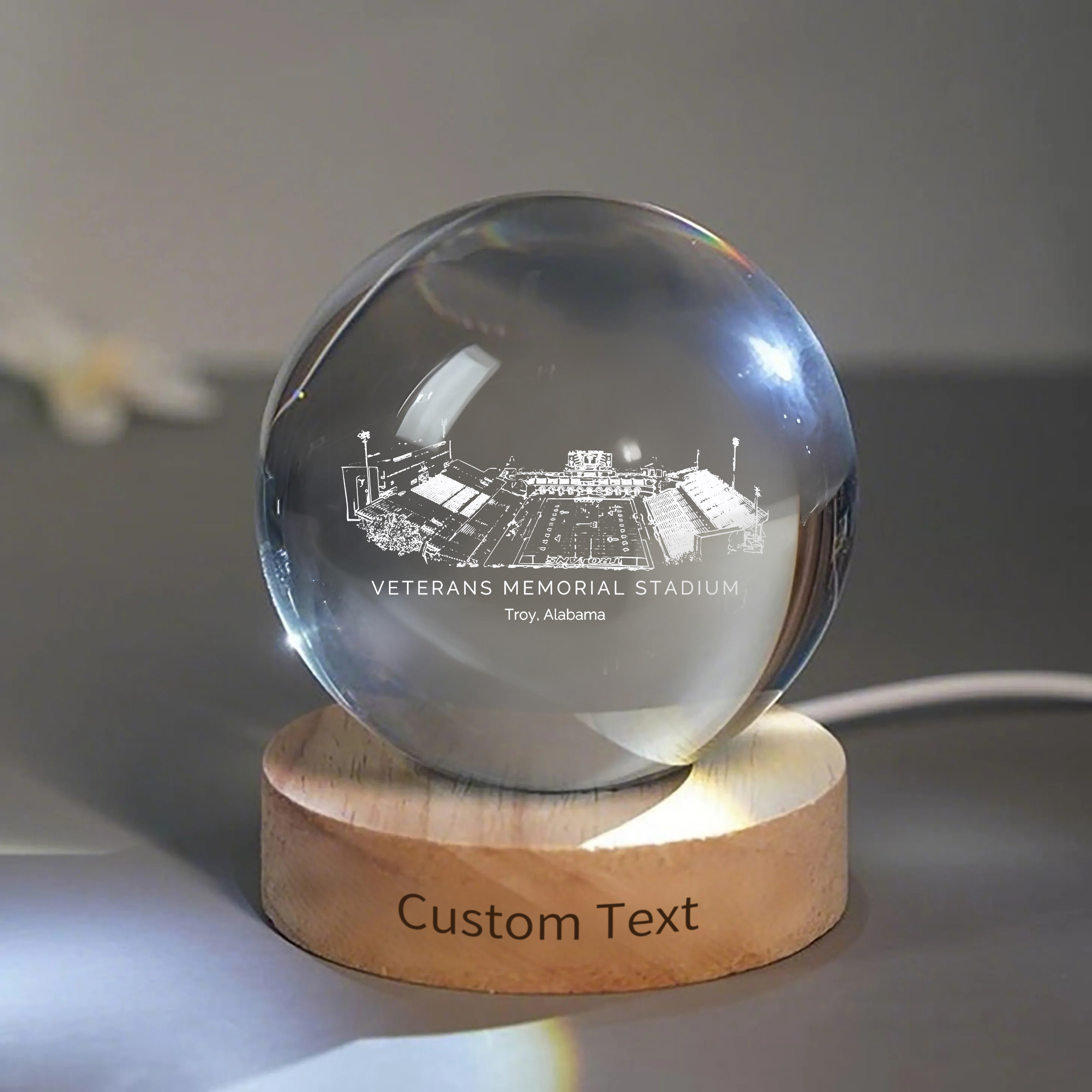 Veterans Memorial Stadium 3D Spherical Crystal Ball Lamp