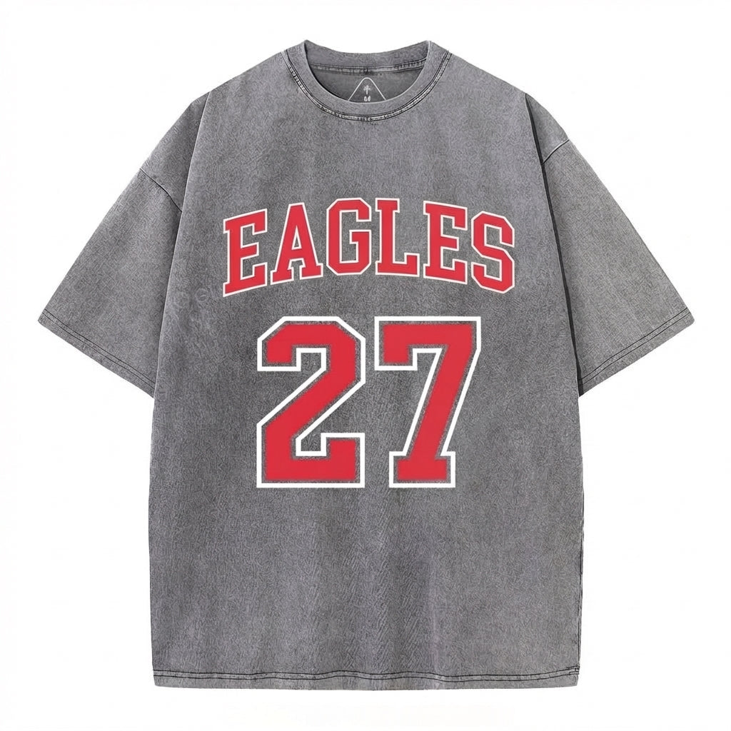 Custom Sports Number Vintage Washed T-shirt Personalized Team Jersey Style Tee