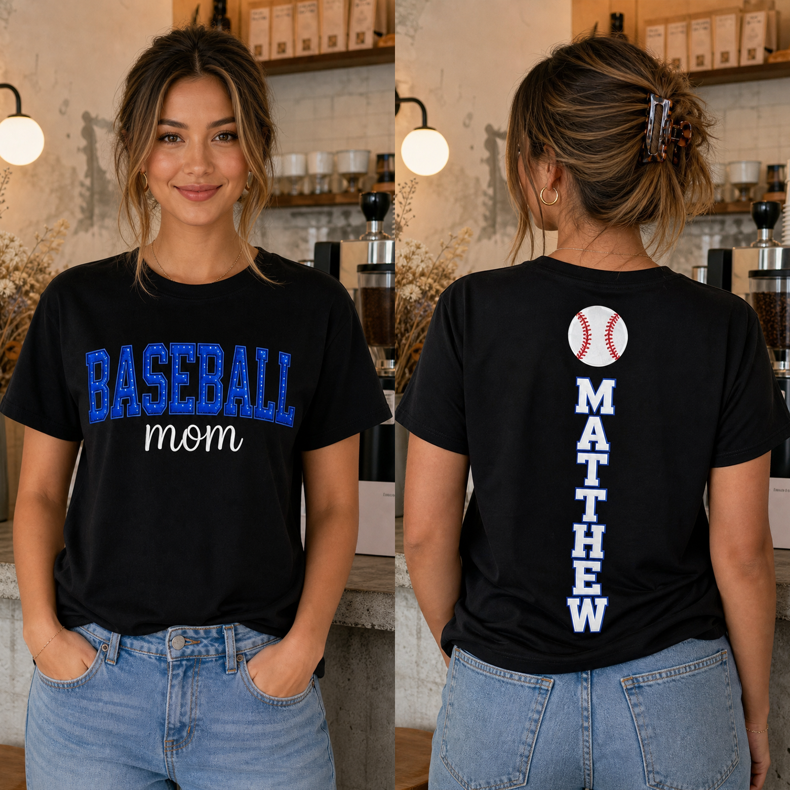 Custom Back Name Sports Mom Gameday T-shirt
