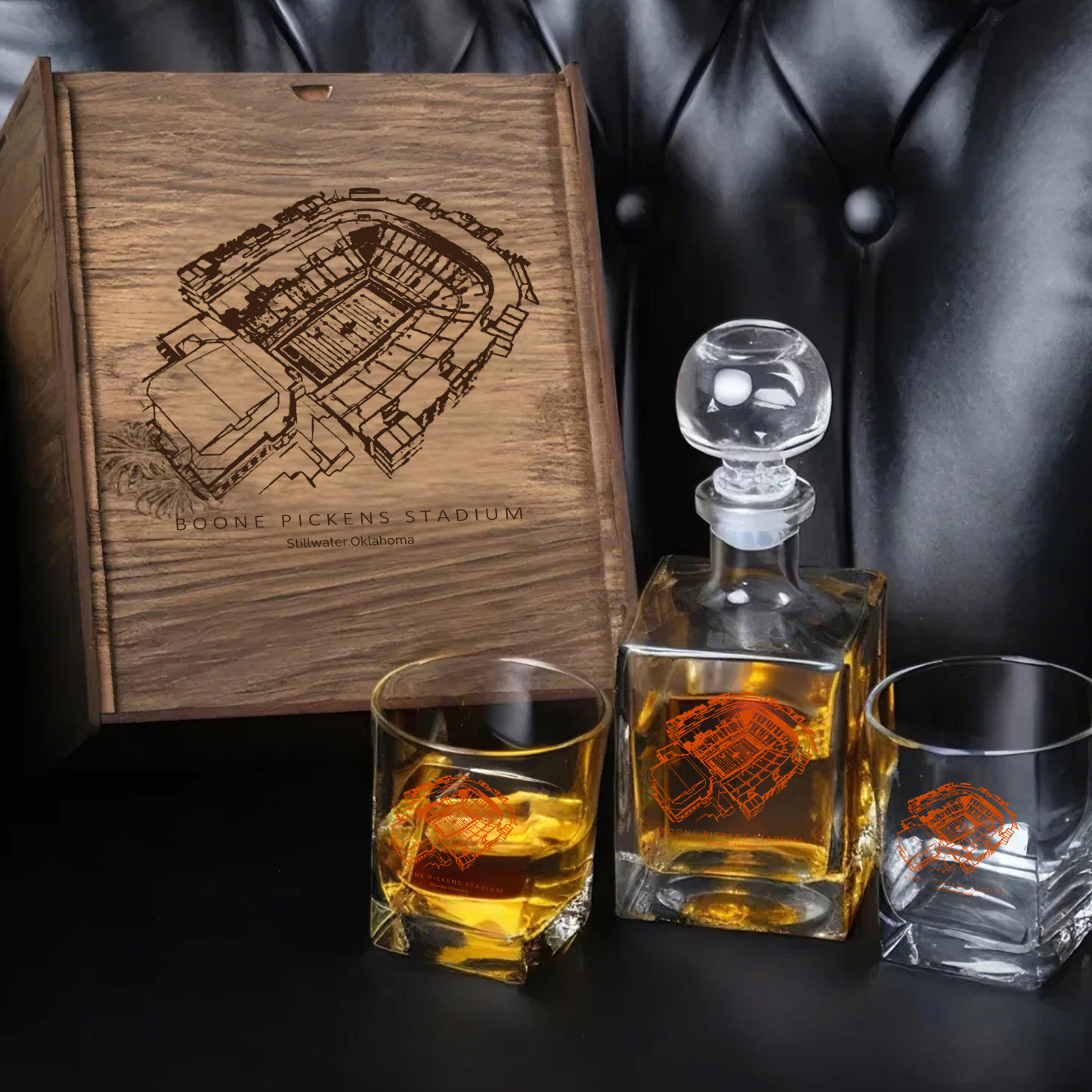 Boone Pickens Stadium - Oklahoma State Cowboys Whiskey Set 