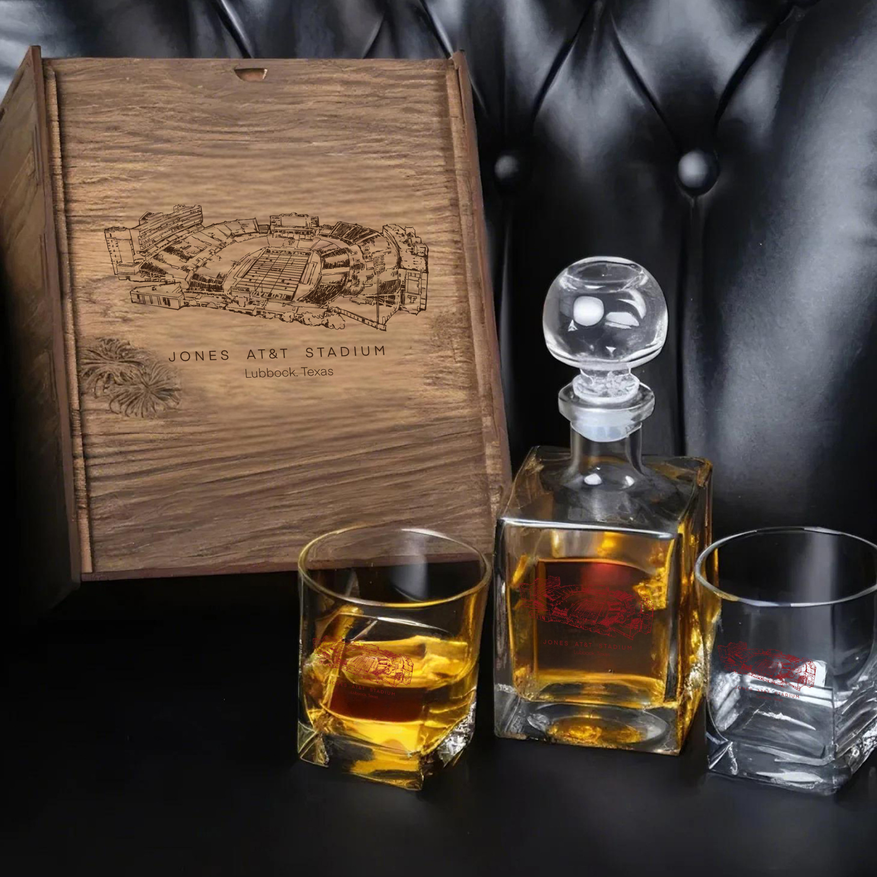 Jones AT&T Stadium - Texas Tech Red Raiders Whiskey Set