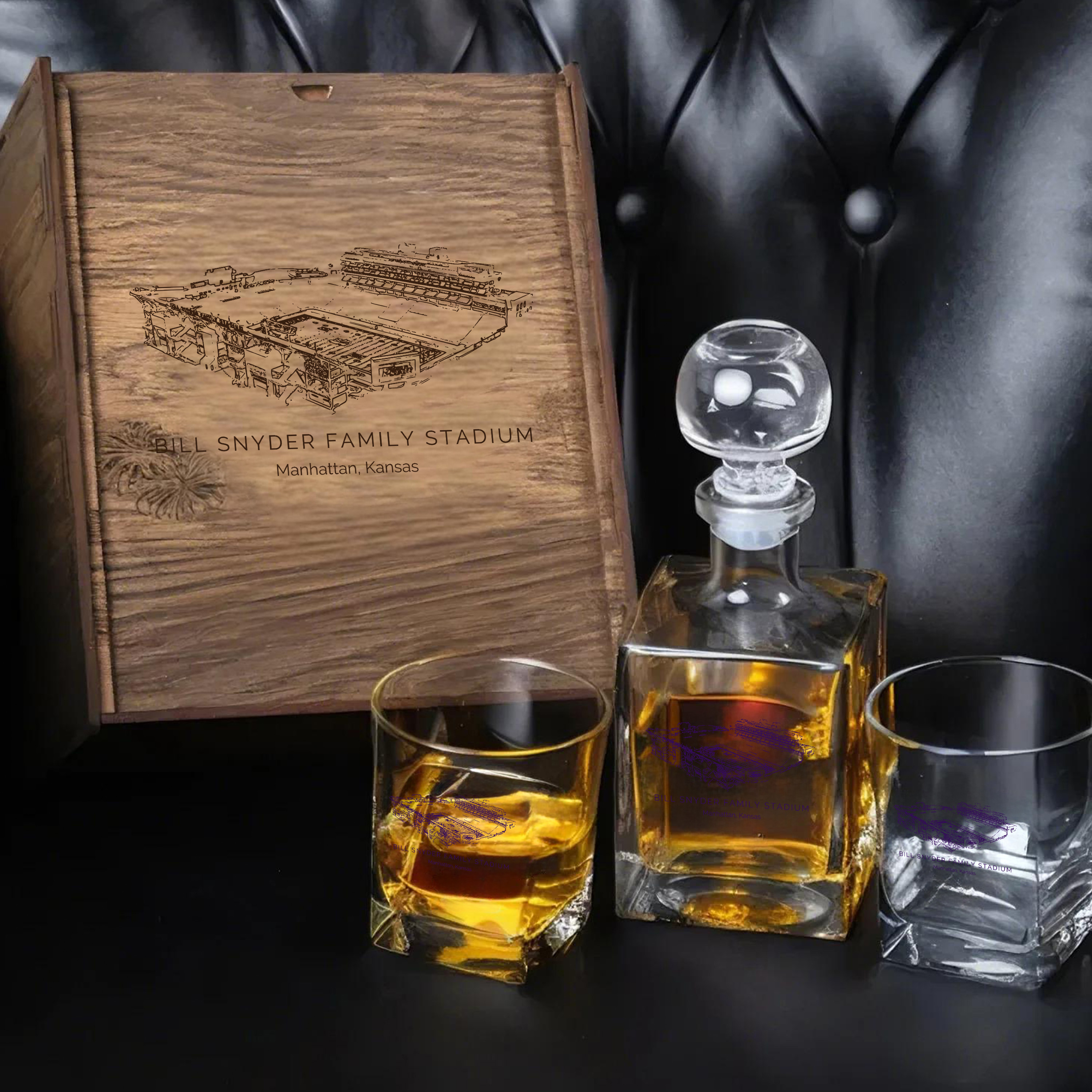 Bill Snyder Family Stadium - Kansas State Wildcats Whiskey Set 