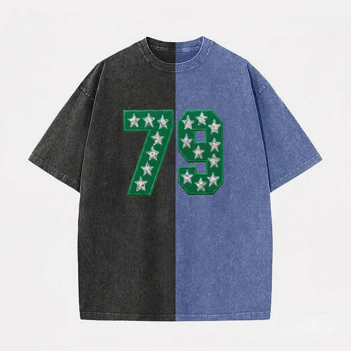Personalized Team Number with Stars Two Tone Washed T-shirt 