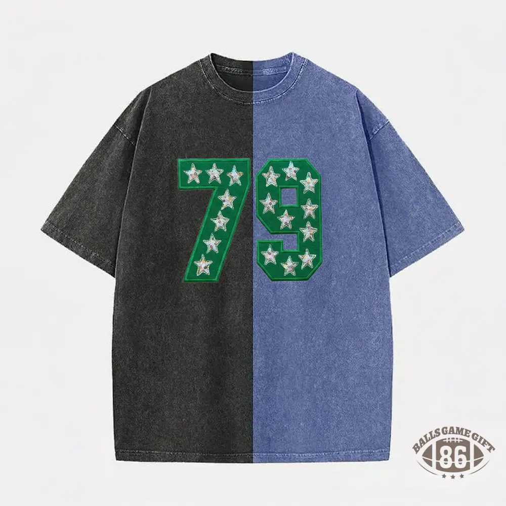 Personalized Team Number with Stars Two Tone Washed T-shirt 