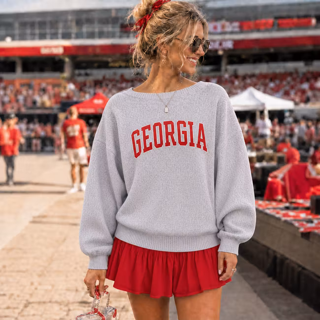Custom Team Name Varsity Knit Top, Game Day Sweater with Back Split & Bow Detail