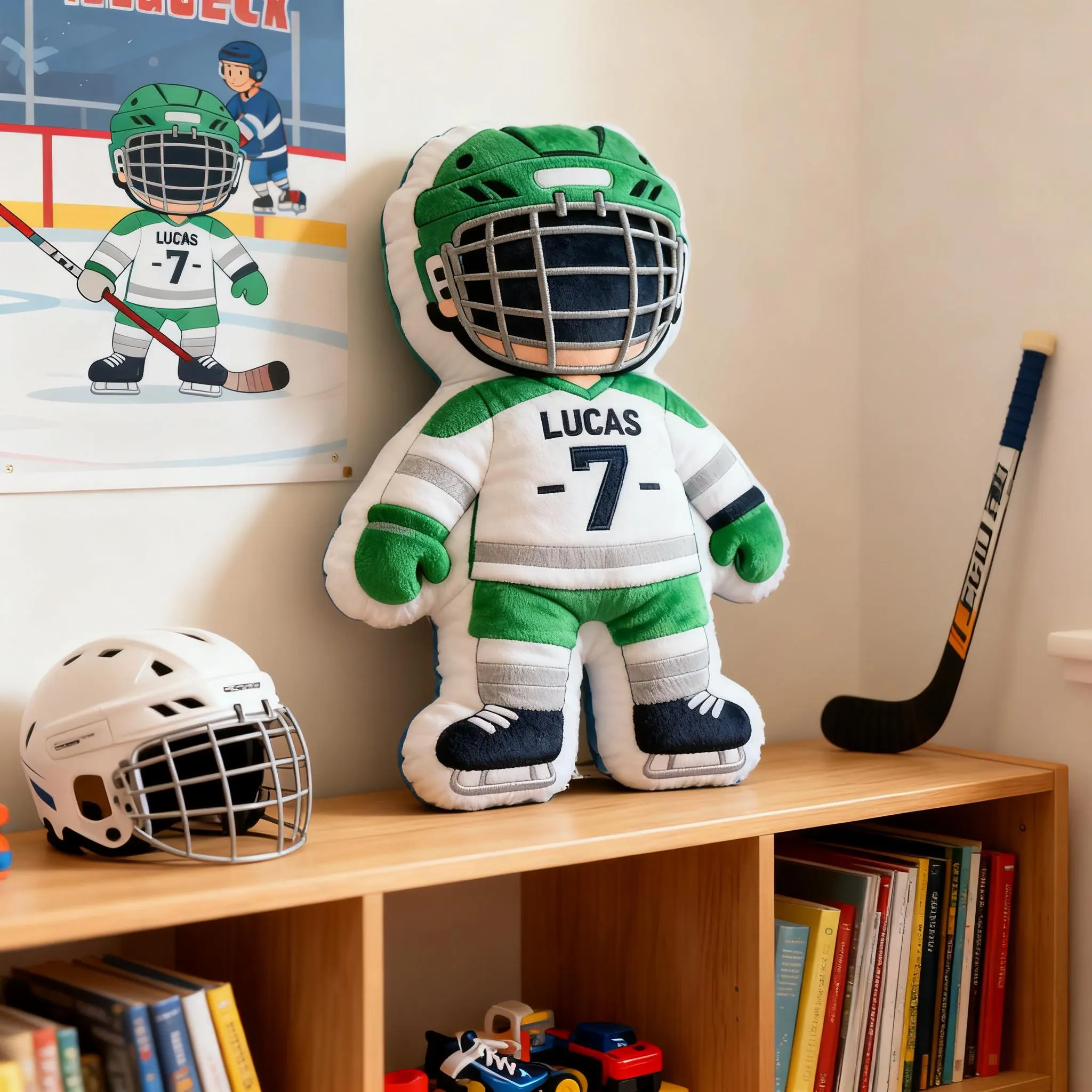Personalized Hockey Player Pillow – Custom Name & Number Plush Gift