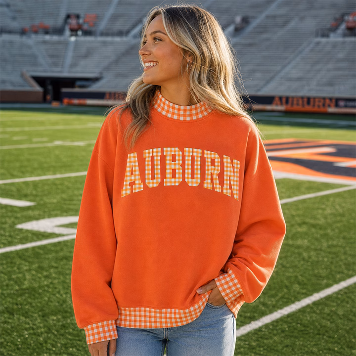 Custom Team Gingham Patchwork Mock Neck Sweatshirt