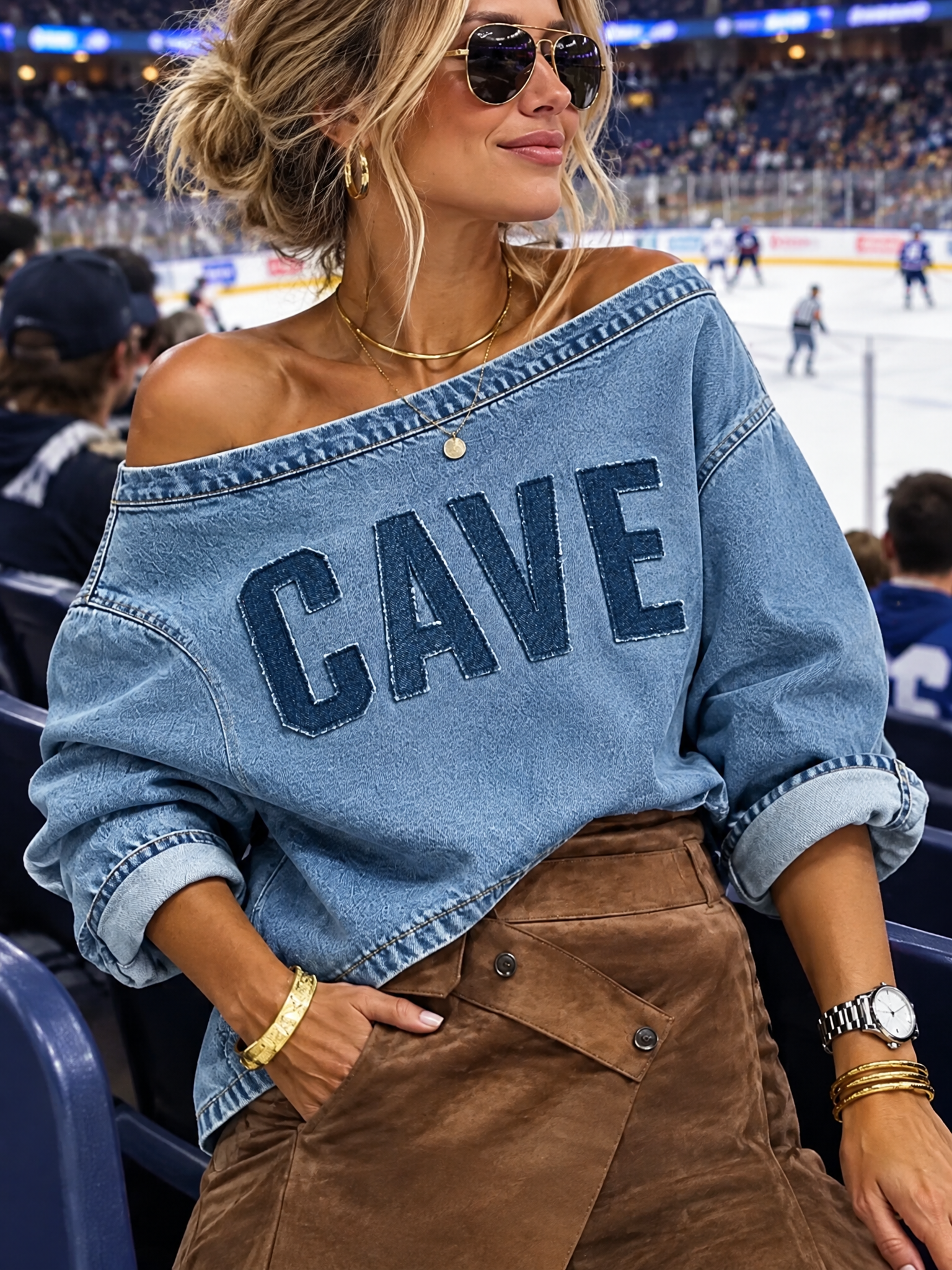 Custom NHL Off Shoulder Game Day Sweatshirt, Vintage Washed Slouchy Team Top, Women’s Hockey Fan Spirit Shirt