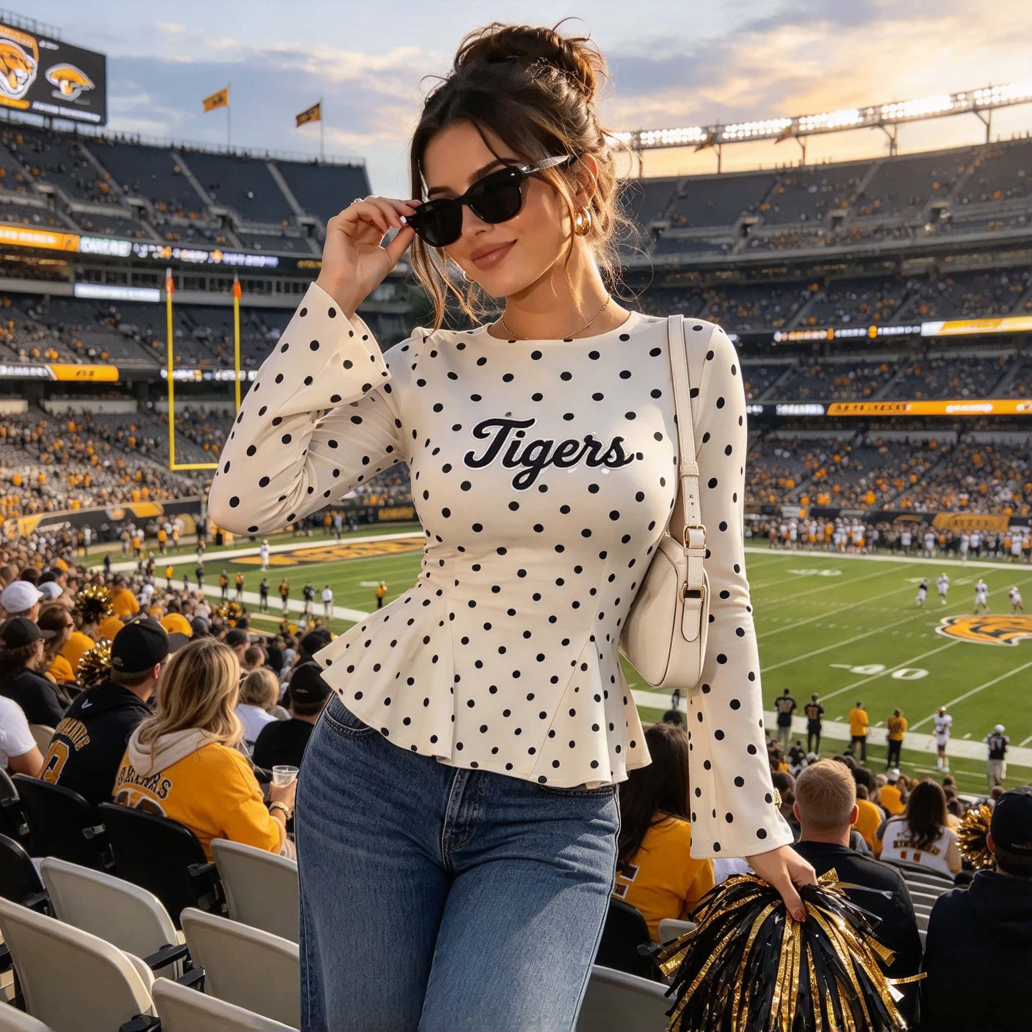 Personalized Team Name Polka Dot Game Day Zip-Up Top