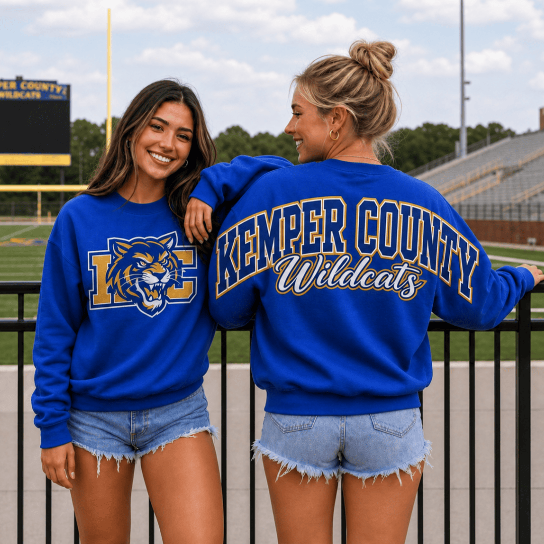 Vintage Kemper County Wildcats Sweatshirt, Double Sided Wildcats Spirit Crewneck, Football Game Day Shirt