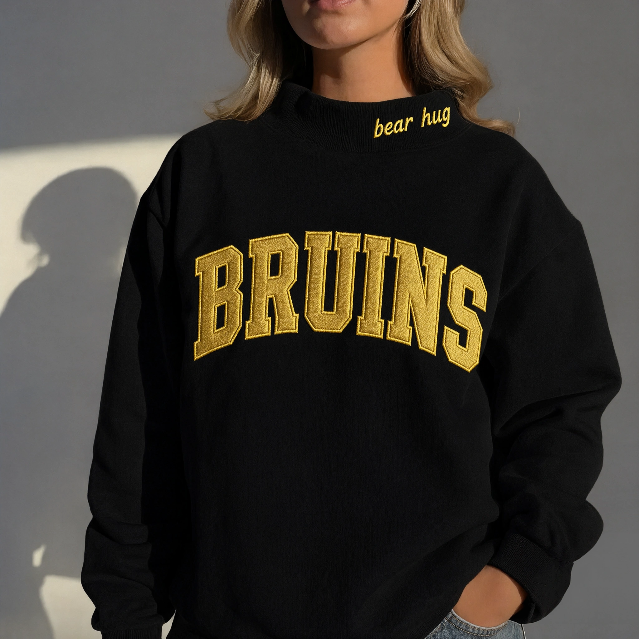Custom Team Name Mock Neck Sweatshirt – Embroidered Varsity Style