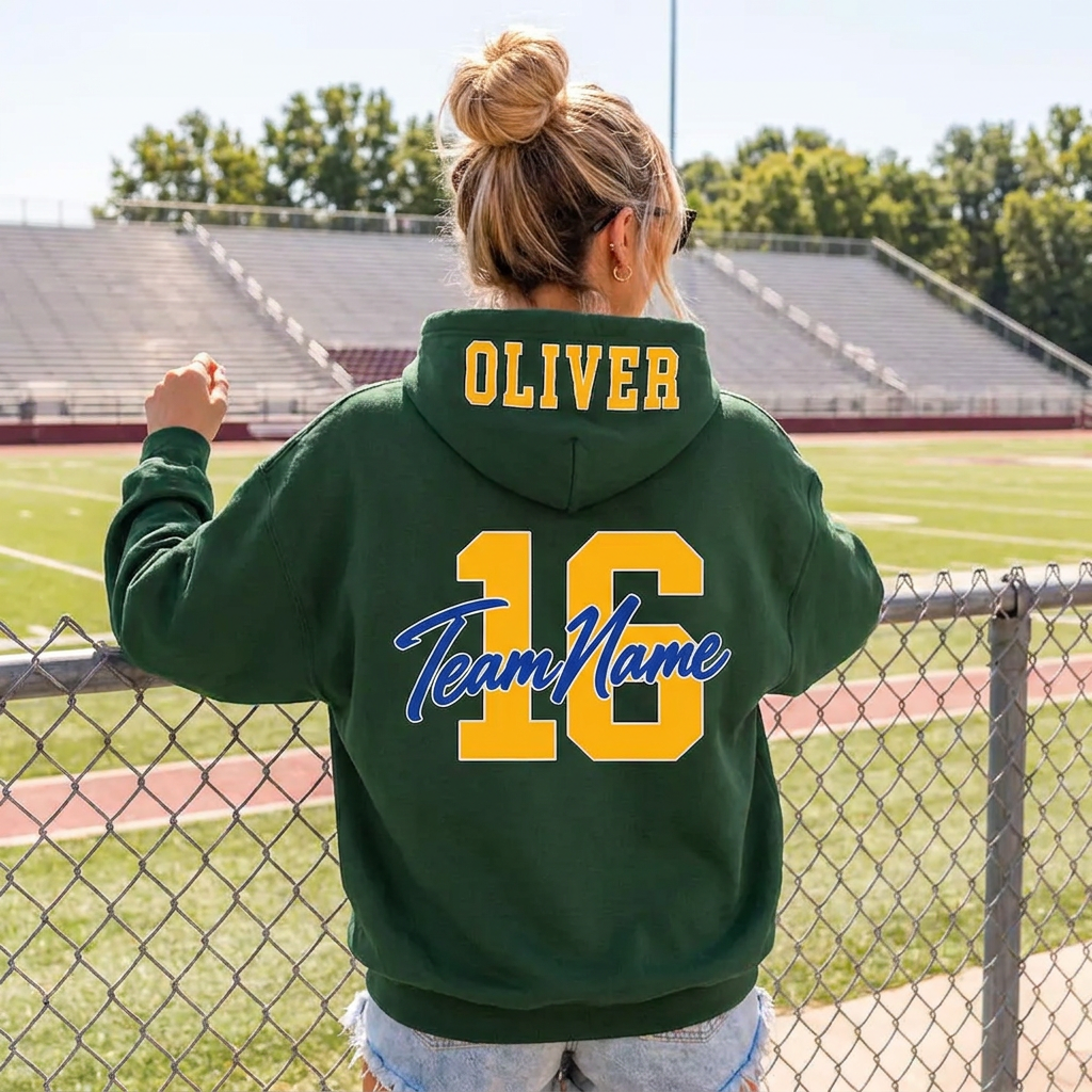 Personalized Football Hoodie, Custom Name & Number Sweatshirt, Game Day Spirit Wear