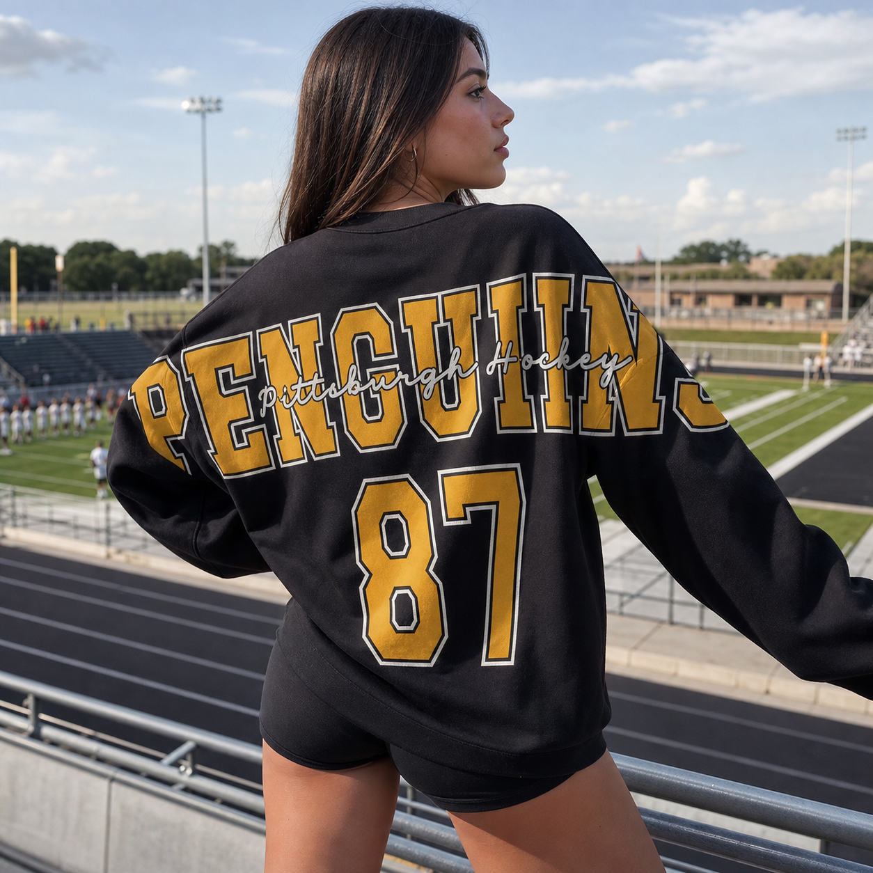 Custom Team Name, Number & Mascot Sweatshirt, Retro Game Day School Spirit Pullover with Bold Back Slogan