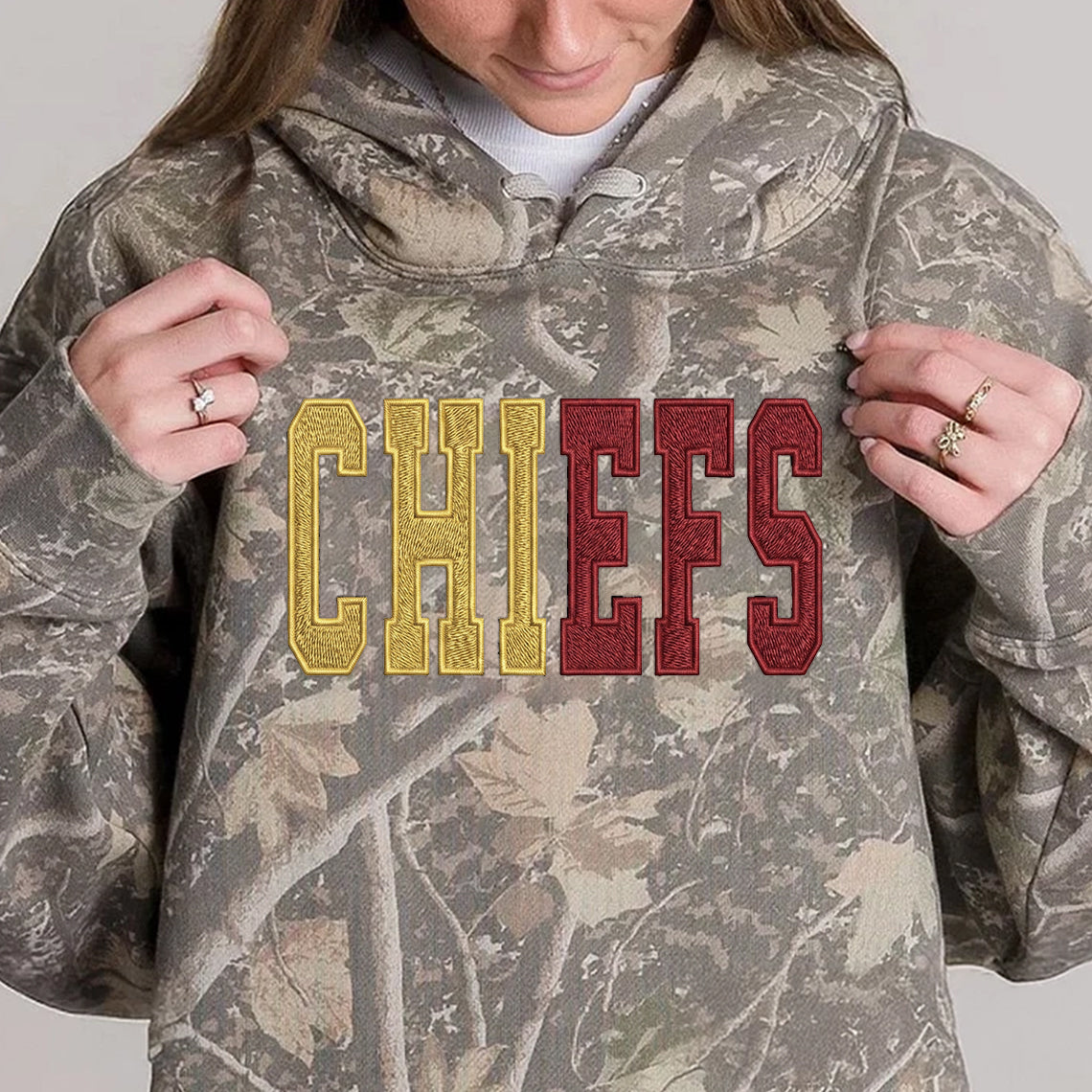 Custom Glitter Embroidered Camo Sweatshirt | Gifts for Sports Mom