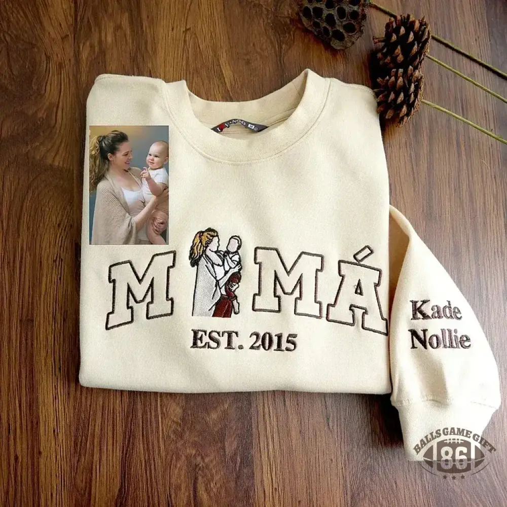 Customized Mom Mum Mother-Child Photo Mother's Day Embroidered Sweatshirt