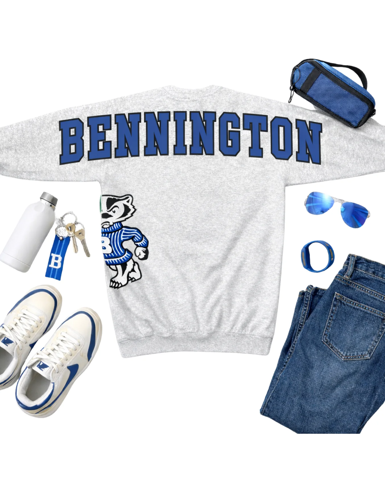 Retro Varsity Crewneck Sweatshirt, Vintage School Spirit Pullover, Oversized Casual Top