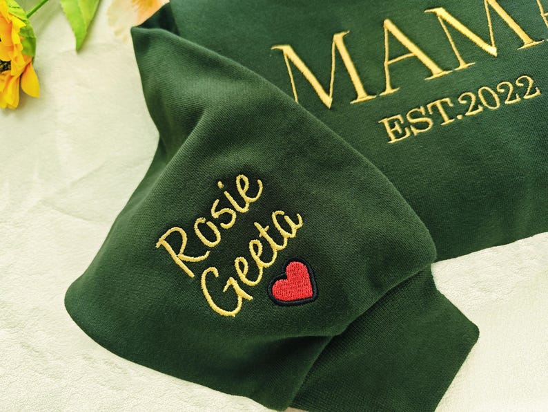 Personalized Mama Full Embroidered Sweatshirt, New Mom Outfit, Mother's Day Gifts.