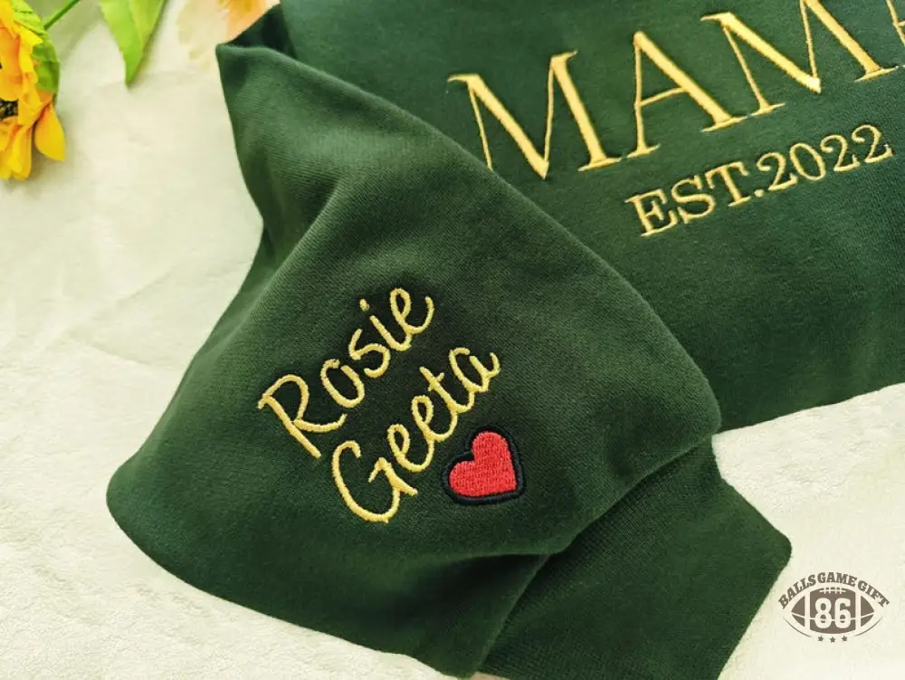 Personalized Mama Full Embroidered Sweatshirt, New Mom Outfit, Mother's Day Gifts.