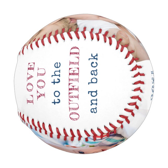 Love you to the Outfield and Back White Photo Baseball