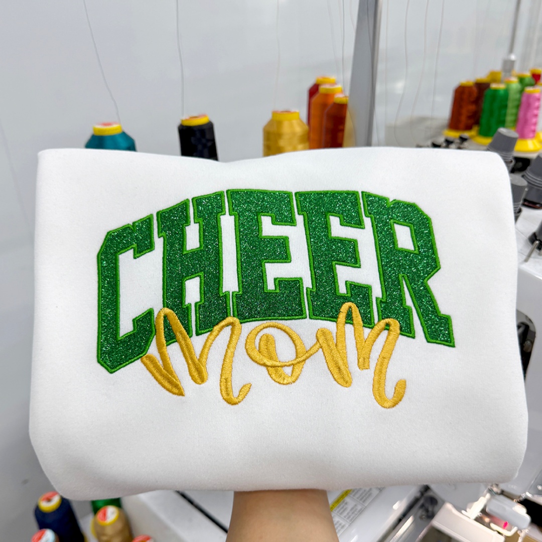 Custom Cheer Mom Sweatshirt with Glitter Bow | Custom Name Pullover