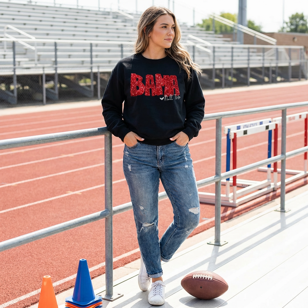 Custom Personalized Sequin Applique Gameday Team Name Mascot Sweatshirt