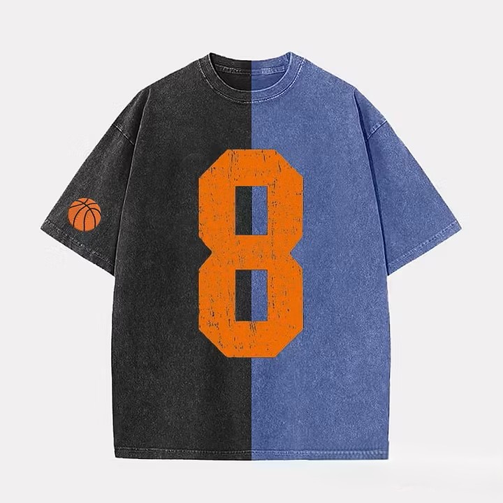 Custom Vintage Varsity Number or Letter Sport Team Two Tone Washed T-Shirt