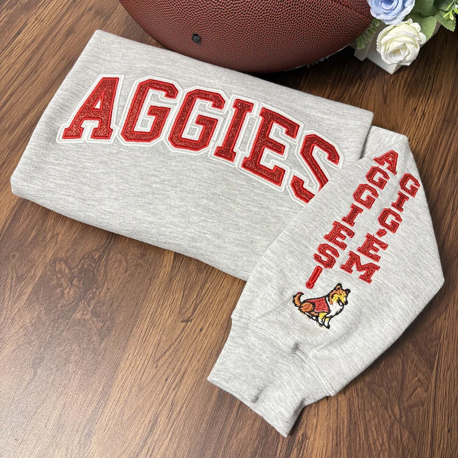 Custom Team Glitter Embroidered Sweatshirt Hoodie T-shirt