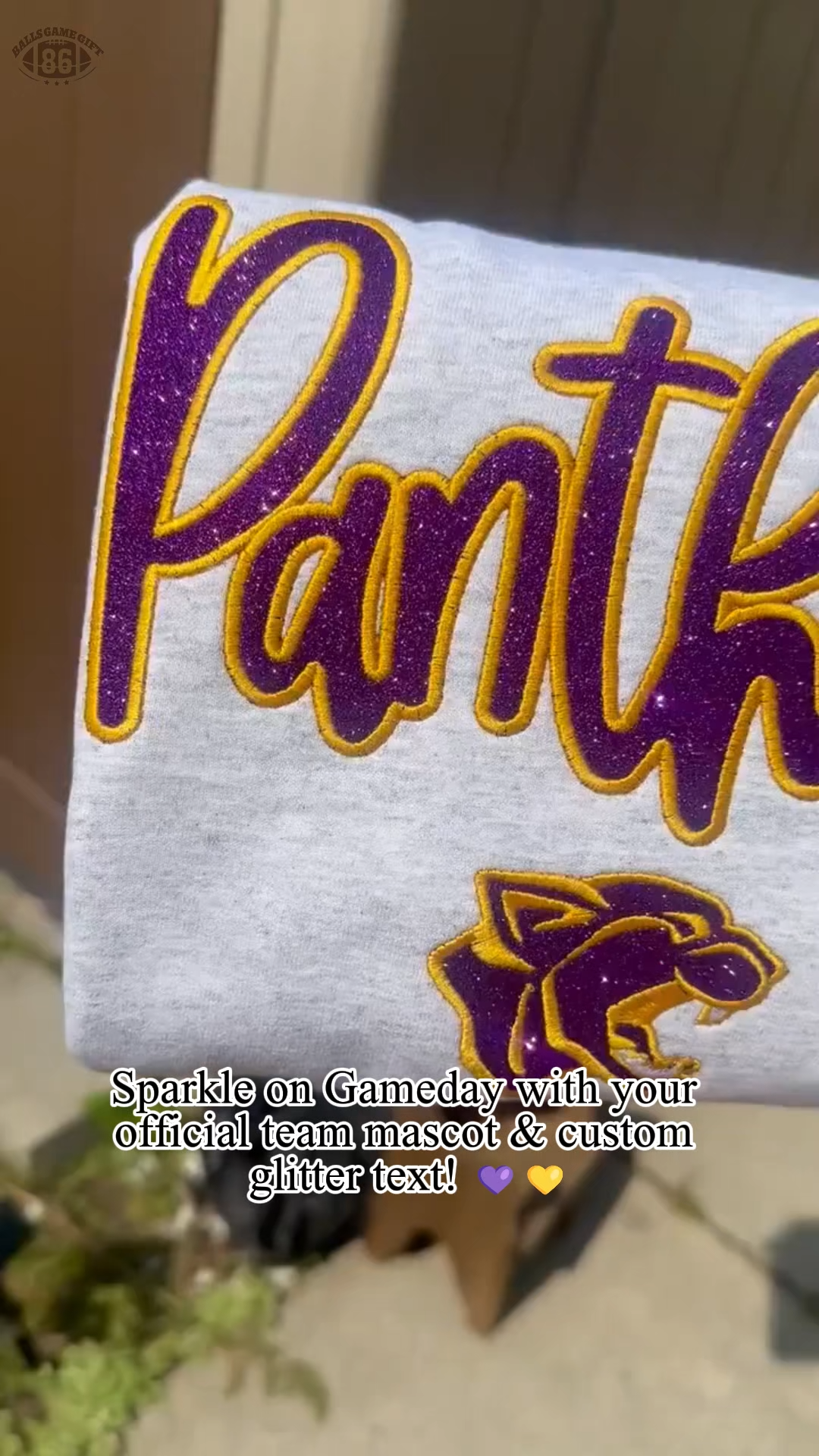 Custom Embroidered Glitter High School Sports Team Embroidered Sweatshirt 