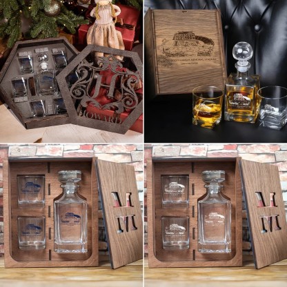 David Booth Kansas Memorial Stadium - Kansas Jayhawks Whiskey Set 