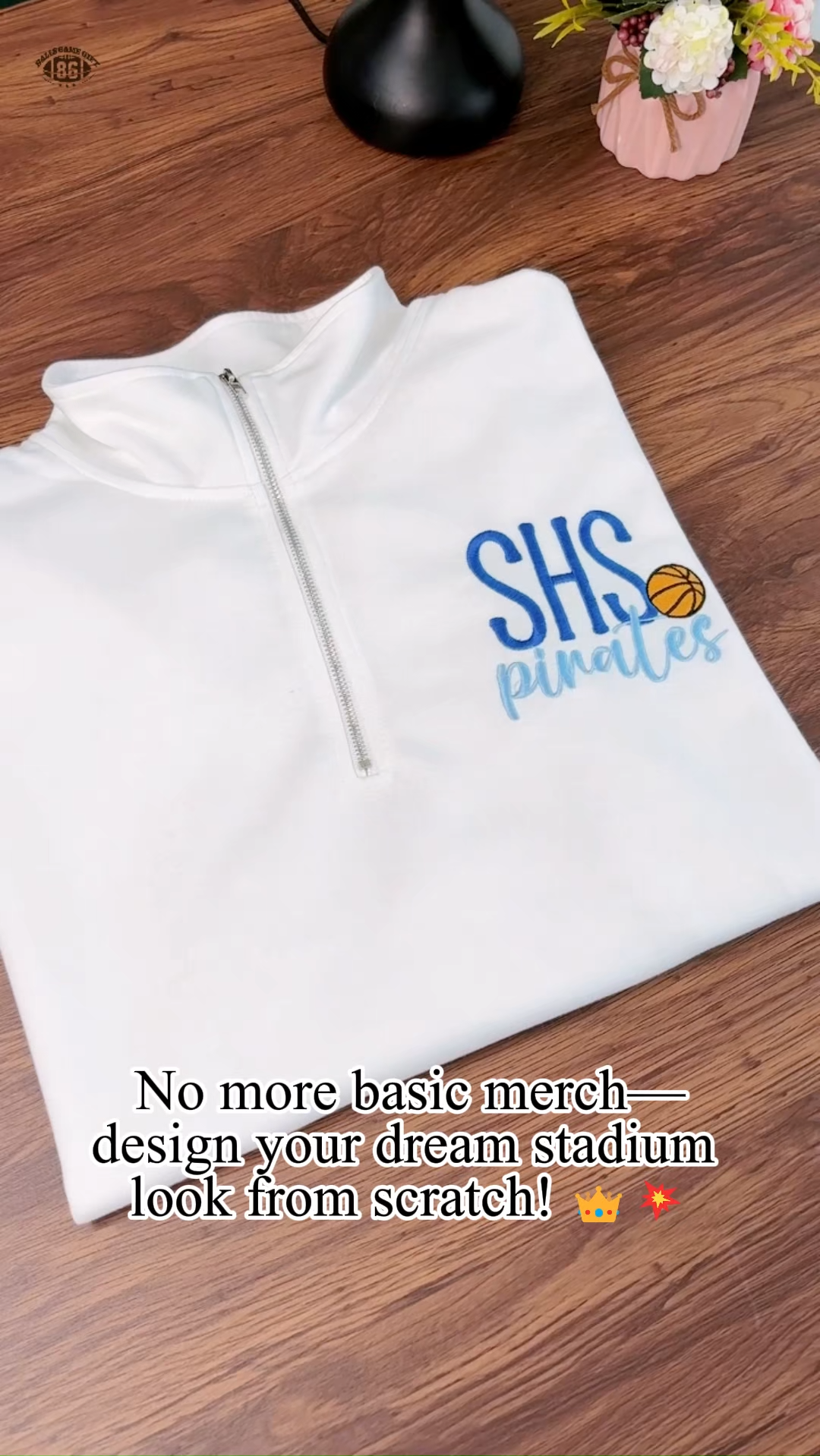 Personalized Football Quarter Zip Pullover – Custom Team Abbreviation & Glitter Sleeve Name