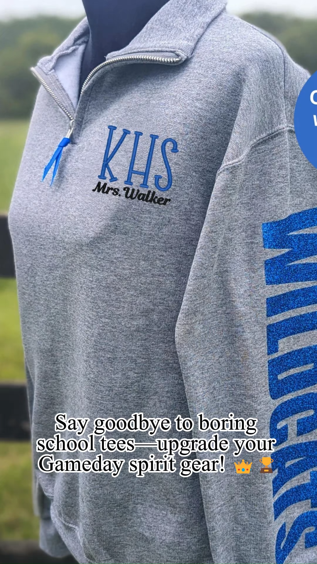 Custom School Spirit Mascot Pullover, Teacher Quarter Zip Sweatshirt