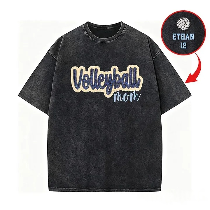 Sequin Volleyball Game Day Distressed T-Shirt with Side Bow Detail