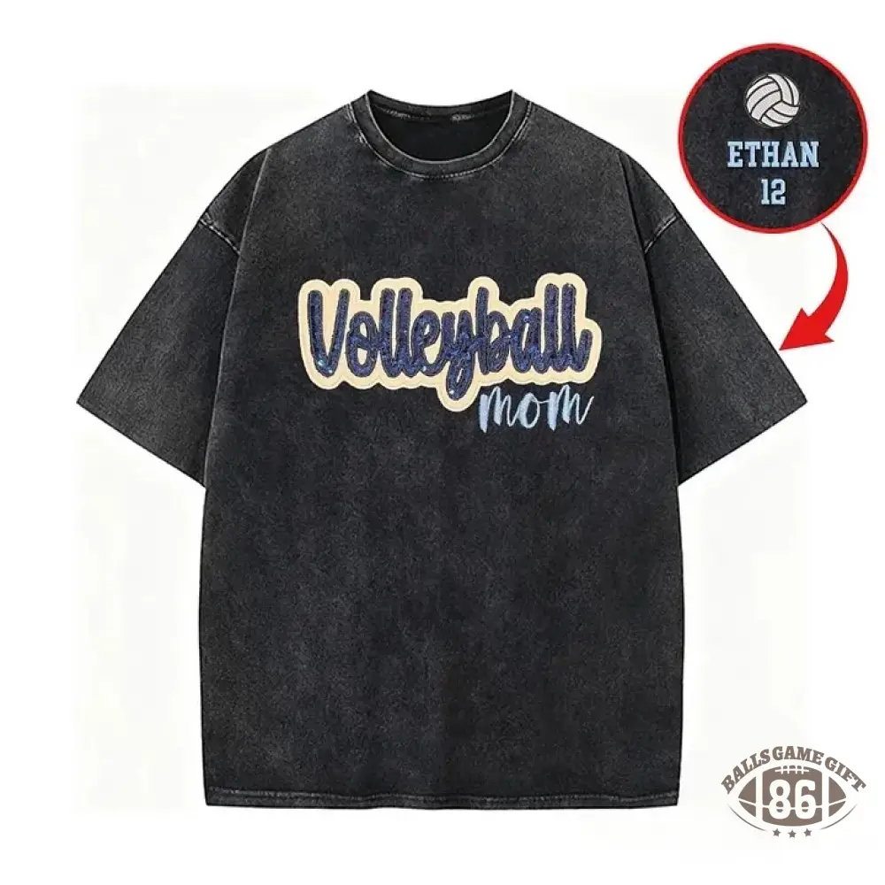 Sequin Volleyball Game Day Distressed T-Shirt with Side Bow Detail